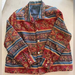 Vintage Style Bohemian Tapestry Button Up Jacket | Size XL | PTP 26